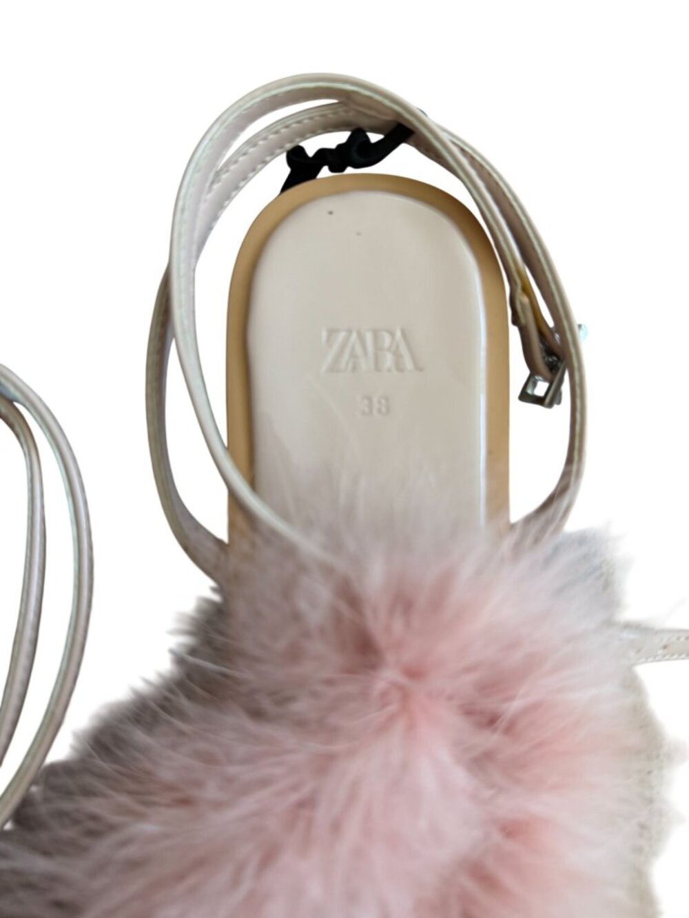 ZARA Pink Feather Sandals Size 38 / 7.5 NEW NWT - Picture 4 of 6